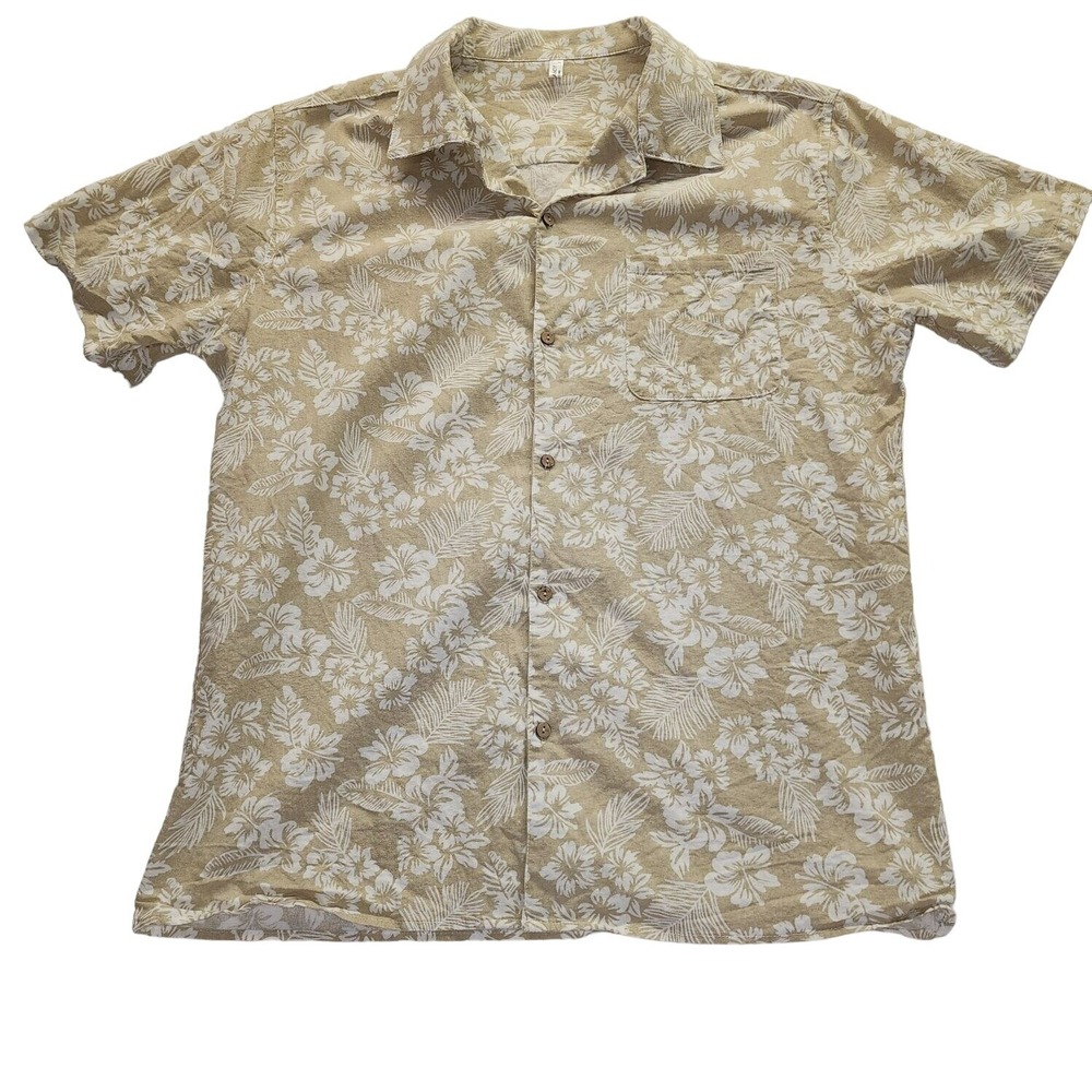 Coofandy L Hawaiian Aloha Shirt  Tan/Cream  Men's Resortwear